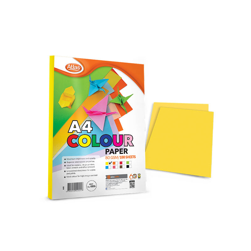 Atlas Colour Paper A4 Yellow Premium Craft & Printing Paper |AFORALL