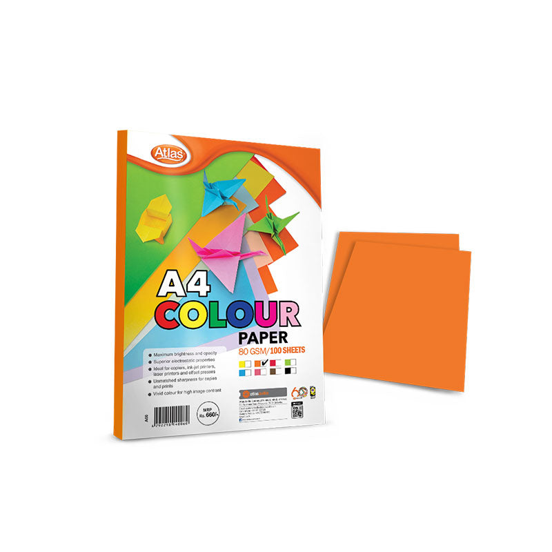 Atlas Colour Paper A4 Orange | Premium Craft & Printing Paper – AFORALL