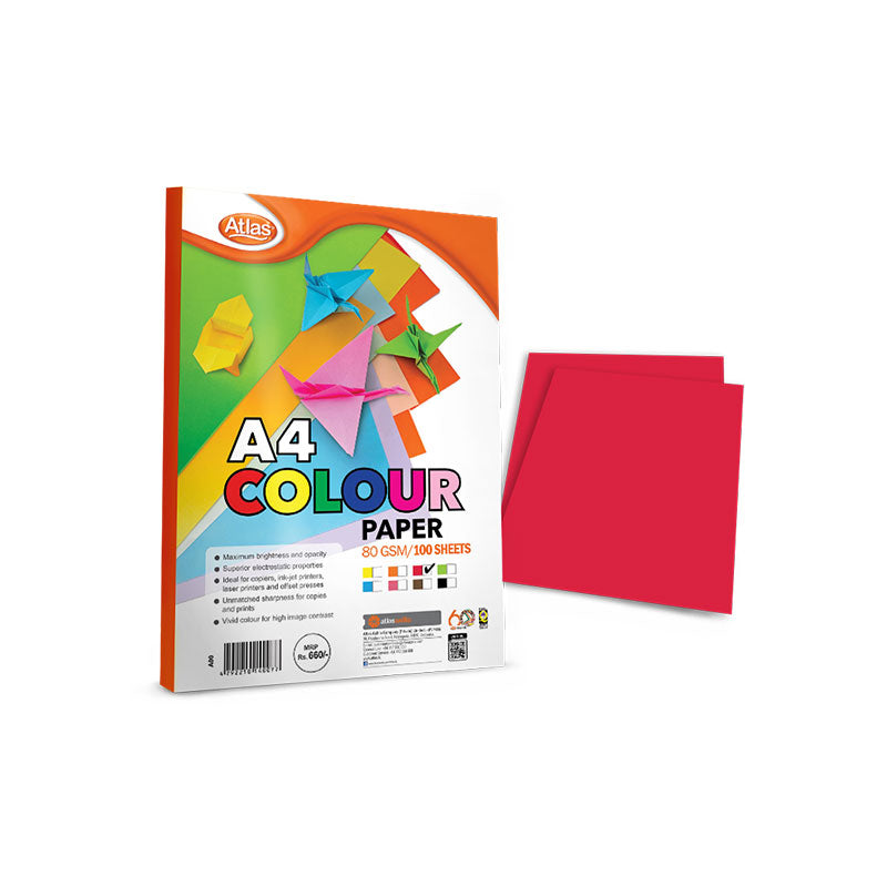 Atlas Colour Paper A4 Red Premium Craft & Printing Paper |AFORALL