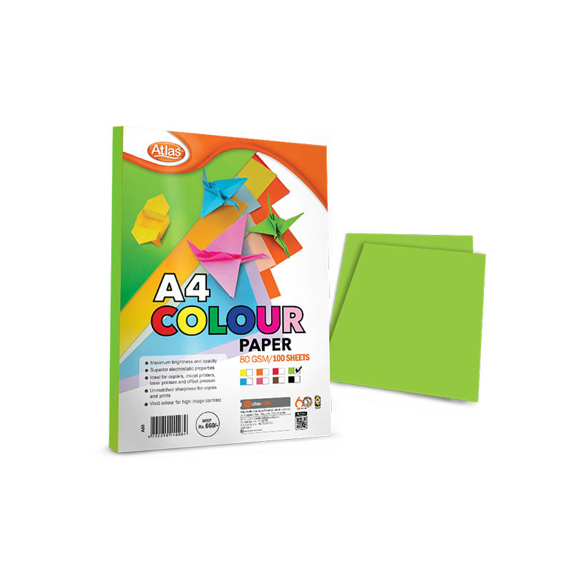 Atlas Colour Paper A4 Green - Premium Craft & Printing Paper |AFORALL