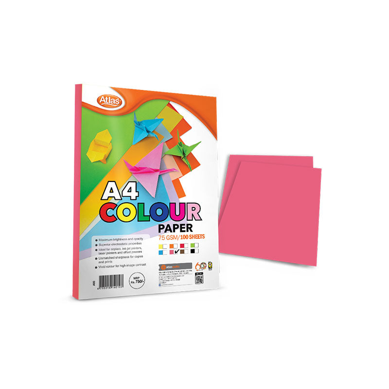 Atlas Colour Paper A4 Pink-Premium Craft & Printing Paper |AFORALL