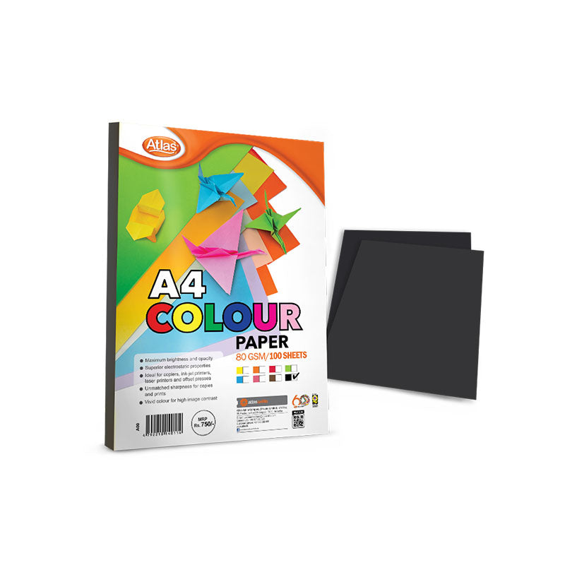 Atlas Colour Paper A4 Black Premium Craft & Printing Paper |AFORALL