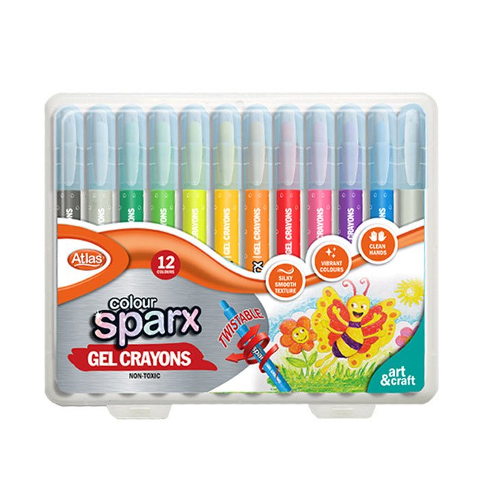 Atlas Colour SparX Gel Crayons 12 Colours Smooth & Vibrant |AFORALL