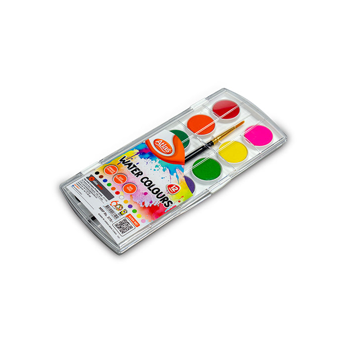 Atlas Water Colour Cake 12 Colours Set for Kids & Students | AFORALL