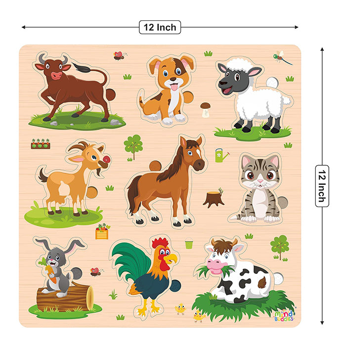 Wooden Puzzle Farm Animals for - Kids Educational Wooden Toy |AFORALL