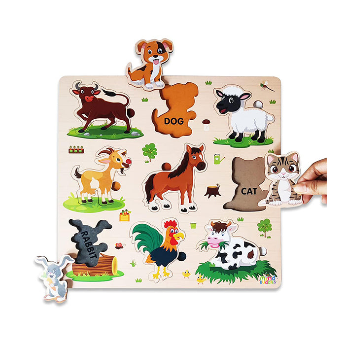 Wooden Puzzle Farm Animals for - Kids Educational Wooden Toy |AFORALL