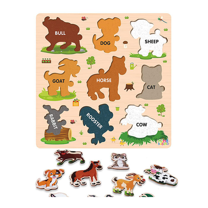 Wooden Puzzle Farm Animals for - Kids Educational Wooden Toy |AFORALL