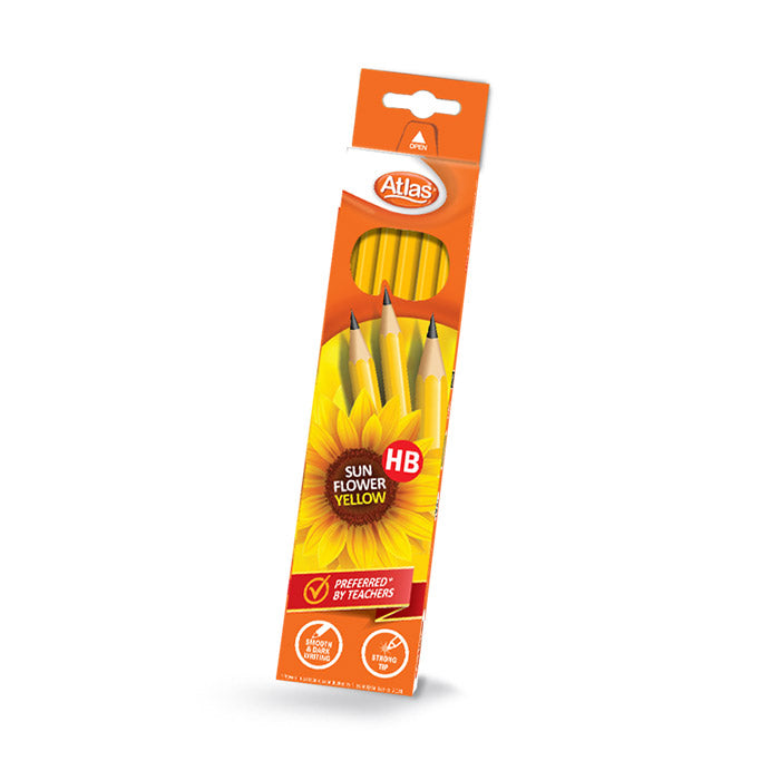 Atlas Sunflower Yellow HB Pencil 12 Pack | Smooth Writing Pencils – AFORALL