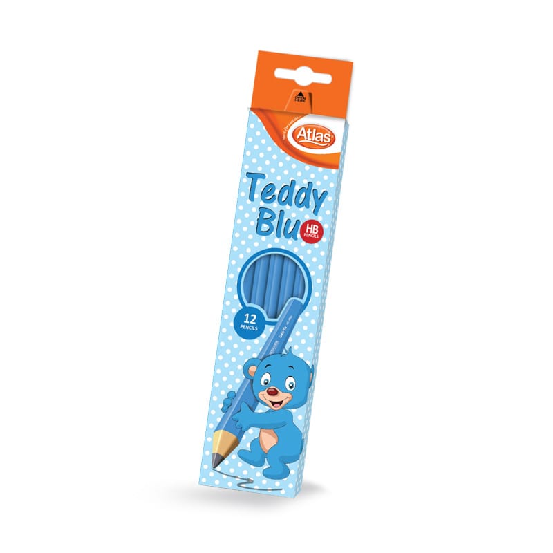 Atlas Teddy Blue HB Pencil 12 Pack Smooth Writing Exam Pencils |AFORALL