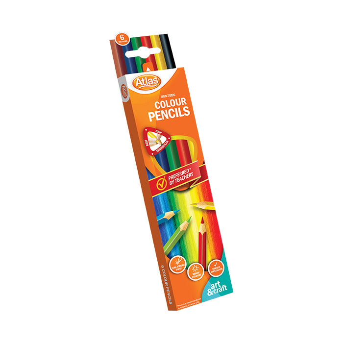 Atlas Colour Pencil 6 Colours Set for Kids & Students | AFORALL