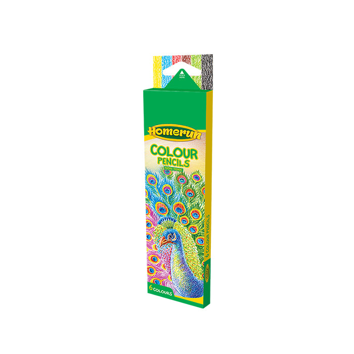 Homerun Colour Pencils Set of 6 Bright & Smooth Colours for Kids |AFORALL