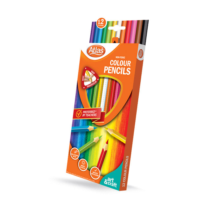 Atlas Colour Pencil 12 Colours Set for Kids & Students | AFORALL