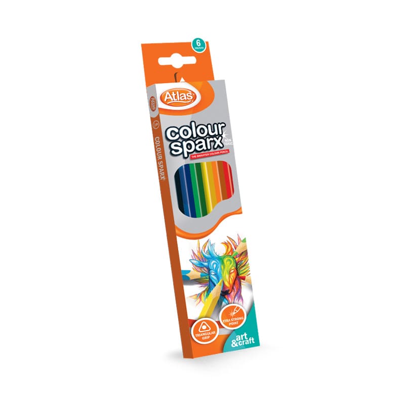 Atlas Colour Sparx 6 Colours Pencil Set for Kids & Students | AFORALL