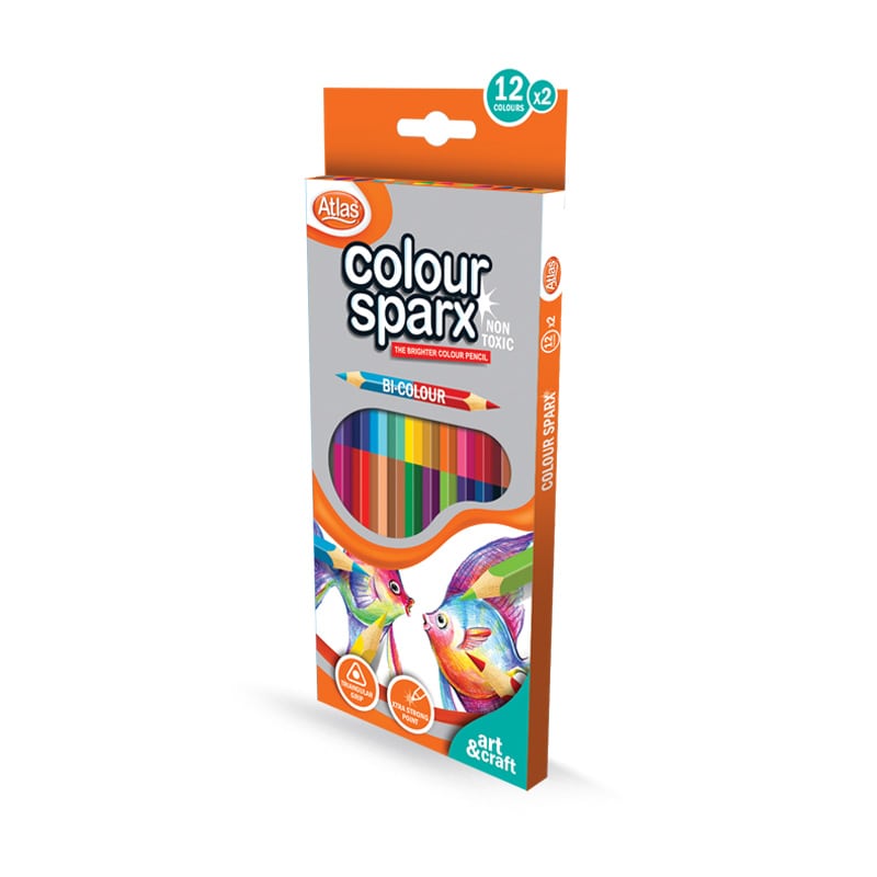 Atlas Colour Sparx 12 Bi Colours Pencil Set for Kids | AFORALL